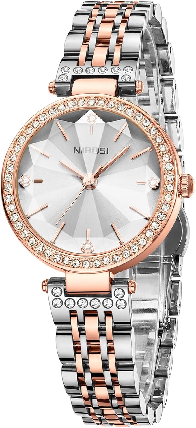 NIBOSI Watches For Women Analog Rose Gold Women's Watches for Girls&Miss&Ladies Diamond Studded with Stylish Watches Waterproof