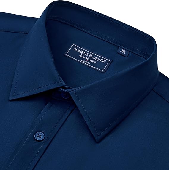 Alimens & Gentle Mens Dress Shirts Long Sleeve Wrinkle Free Stretch Cotton Big Tall Button Down Shirts