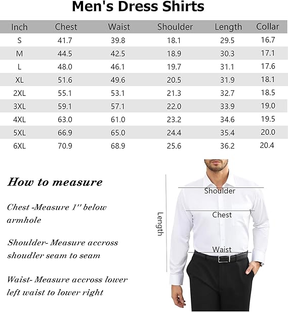 Alimens & Gentle Mens Dress Shirts Long Sleeve Wrinkle Free Stretch Cotton Big Tall Button Down Shirts