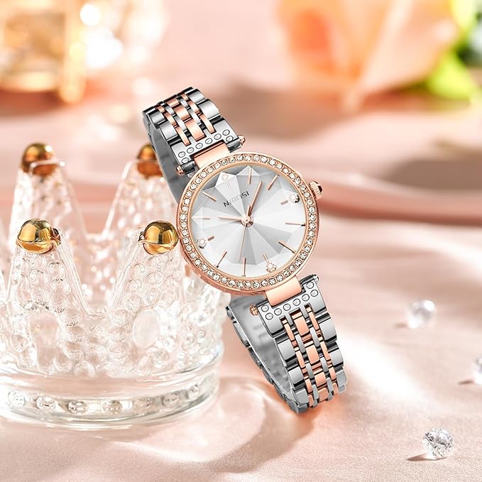 NIBOSI Watches For Women Analog Rose Gold Women's Watches for Girls&Miss&Ladies Diamond Studded with Stylish Watches Waterproof